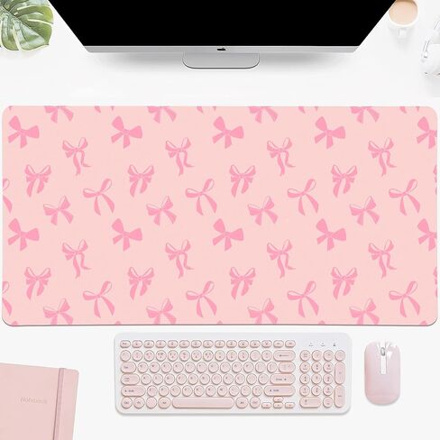 Idocolors Lovely Cherry Desk Mat, Pink Extended Gaming Keyboard Mouse Pad, Large Cute Kawaii Women Office Desk Cover Mat Protector 31.5"x15.7" in Saudi Arabia