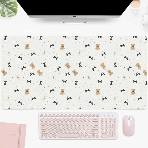 Idocolors Lovely Cherry Desk Mat, Pink Extended Gaming Keyboard Mouse Pad, Large Cute Kawaii Women Office Desk Cover Mat Protector 31.5"x15.7" in Saudi Arabia