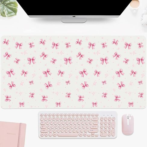 Idocolors Lovely Cherry Desk Mat, Pink Extended Gaming Keyboard Mouse Pad, Large Cute Kawaii Women Office Desk Cover Mat Protector 31.5"x15.7" in Saudi Arabia