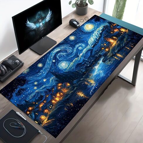 لوحة ماوس ألعاب Galaxy Night Theme مقاس 30 × 60 سم، قاعدة مطاطية مضادة للانزلاق من Diatom Mud، بساط لوحة مفاتيح وماوس ملحق للكمبيوتر المكتبي in Saudi Arabia