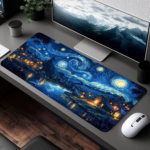 لوحة ماوس ألعاب Galaxy Night Theme مقاس 30 × 60 سم، قاعدة مطاطية مضادة للانزلاق من Diatom Mud، بساط لوحة مفاتيح وماوس ملحق للكمبيوتر المكتبي in Saudi Arabia