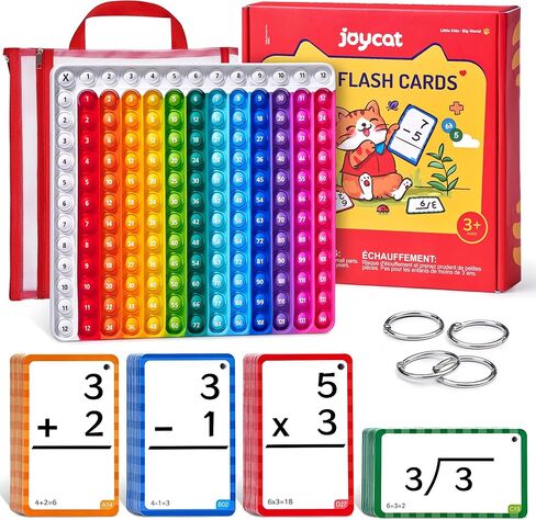Flash Cards for Kids Ages 4-8, Math Flash Cards & Pop Fidget Chart, Math Manipulatives Game for Addition Subtraction Division Multiplication, Fit for Kindergarten 1st 2nd 3rd 4th 5th 6th Grade in Kuwait