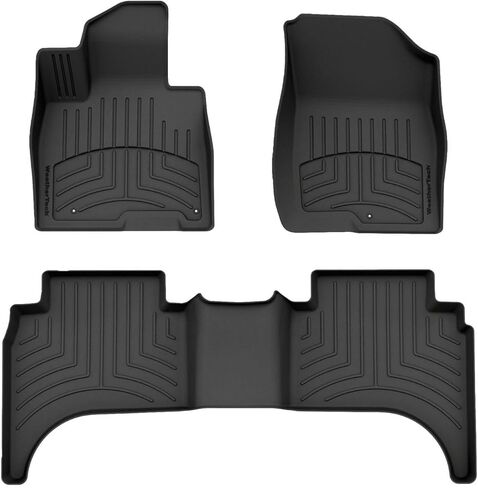 سجادات أرضية WeatherTech FloorLiner HP Custom Fit لسيارة Hyundai Santa Cruz الصف الأول والثاني (441678-1-4IM)، أسود in Saudi Arabia