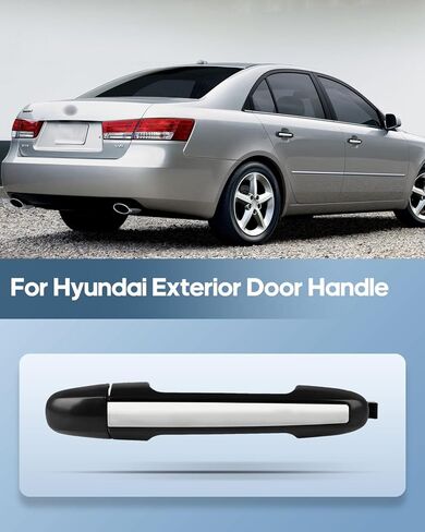 ECCPP Exterior Black Lever w/Chrome Door Handle Front Replacement for 2006-2010 for Hyundai for Sonata | Replaces 826513K500, 826523K020,79823 in Saudi Arabia