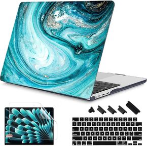 RuiHe.C Compatible with MacBook Air 15 inch Case Release 2025-2023 A3241 M4 A3114 M3 A2941 M2 with Retina Display & Touch ID, Plastic Hard Shell with Keyboard Cover -Pink Leopard Print in Kuwait