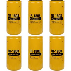 6PCS 1R1808 Oil Filter Compatible with Caterpillar 1R-1808 Oil Filter CAT 3406B 3408 3412C 3412 3306B Excavator Replace 275-2604 in Kuwait