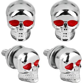 4 PCS Skull License Plate Screws, Anti Theft Car Tag Frame Fastener Kit with Funny Bolt Covers, Cool Personalized License Plate Bolts Decorative Kit for Most Vehicles (Black) in Kuwait
