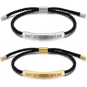 2 Pcs Dont Let the Hard Days Win Bracelet, Adjustable Handmade Motivational Bracelet for Men & Women in Kuwait
