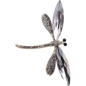 Retro Dragonflies Crystal Brooch Pin Elegant Rhinestones Animal Lapel Accessory for Women and Girls Fashion Jewelry in Kuwait