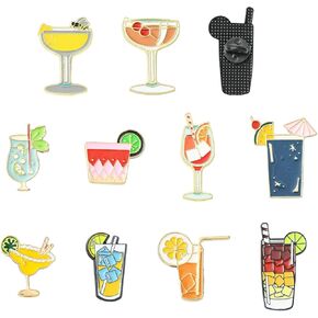 Ornazy 10 قطعة كوب مشروبات الكوكتيل المينا بروش الصيف كؤوس مشروبات دبابيس التلبيب الزخرفية DIY بها بنفسك مجوهرات الملابس على ظهره القبعات in Kuwait