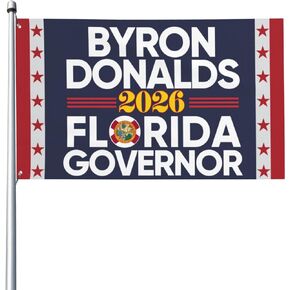 POFEISI Byron-Donald'S For Governor 2026 Flag Sign 3x5 Byron-Donalds Florida Governor 2026 Flag Banner Tapestry With 2 Metal Eyelets No Flagstand in Kuwait