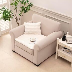 Quilted Loveseat Cover Non Slip, Flannel Sofa Protector for Pets, Machine Washable Couch Slipcover, 24/47/54/67/78 in (White, Recliner 24"x24") in Kuwait