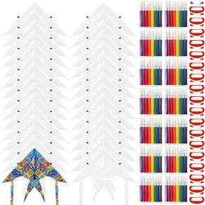 SYHOIDE 30 PCS DIY KITES FOR KIDS MATION SING 20 بوصة الصيف تزيين الطائرات الورقية مع الأقلام ذات الألوان المائية وسلسلة صنع مجموعات حرفية للعبة والأنشطة في الهواء الطلق in Kuwait