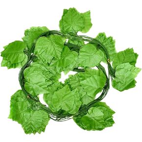 5Pcs Fake Plants Artificial Grape Vines Decoration Faux Hanging Grape Leaf Greenery Garland for Home Farmhouse Dorm Wall Wedding Christmas Party Photograph Stage Decor(36 Pieces of Leaves) in Kuwait