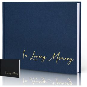 الحد الأدنى من كتاب ضيوف الجنازة - في كتاب ضيوف الذاكرة المحبة مع لافتة طاولة - كتاب تسجيل دخول الضيوف ذو الغلاف الصلب لخدمة الجنازة - 330 مدخلاً، 9 بوصة × 7.5 بوصة، أزرق داكن in Kuwait