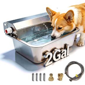 موزع مياه الكلب الأوتوماتيكي ، 2 غالون 304 وعاء ماء الكلب من الفولاذ المقاوم للصدأ للعبة الداخلية/الخارجية ، وعاء مياه كبير للحيوانات الأليفة والماشية ، طرف مضاد ، فم عريض ، ملء تلقائي مائي ، غوتهن 3/4 "صنبور in Kuwait