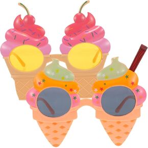 Luxshiny Ice Cream Cone Glasses 2pcs Funny Hawaiian Party Sunglasses for Adults Summer Beach Costume Photo Props Unique Luau Decorations in Kuwait