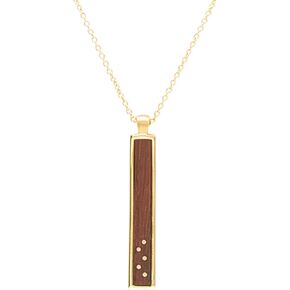 5 Inlay Wood and Gold Bar Pendant Necklace - Wooden Jewelry - 5th Anniversary for Her, Wife, Partner in Saudi Arabia