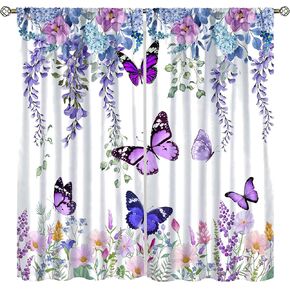 ستارة تعتيم على شكل فراشة، ستائر معالجة للنافذة باللون الأرجواني الزهري باللون الأرجواني الربيعي لغرفة المعيشة والمطبخ والمقهى وغرفة النوم وغرفة الطعام وستائر المكتب، مقاس 42 × 45 بوصة in Kuwait