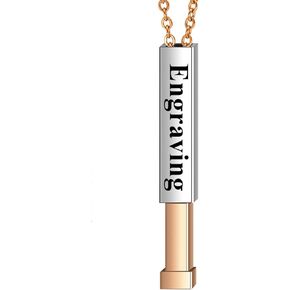 Personalized Bar Necklace with Hidden Message, Stainless Steel Rectangular Pendant, 21.65 Inches Chain, Customizable Engraving in Saudi Arabia