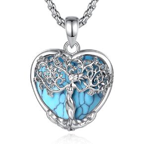 AEONSLOVE Tree of Life Necklace with Crystal for Women, Amethyst/Obsidian/Turquoise/Moonstone/Malachite Crystal Pendant Necklaces for Ladies in Kuwait