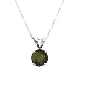 Rough Moldavite Pendant Necklace, Solid 925 Sterling Silver Minimalist Pendant, Certifed Moldavite From Czech Republic, Gift For Her in Kuwait
