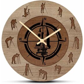 المهوس تنبيهات مساح مهنة البناء العمل ساعة حائط مهندس ديكور المنزل بطارية تعمل الكوارتز الصامت مطبوعة 12 بوصة ساعة مساح الأراضي هدية in Kuwait