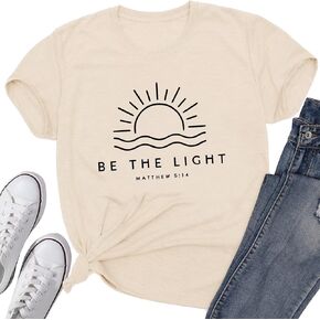 قمصان مسيحية للنساء قمصان دينية يسوع الإيمان آية الكتاب المقدس Be The Light تي شيرت لطيف كاجوال برسومات in Kuwait