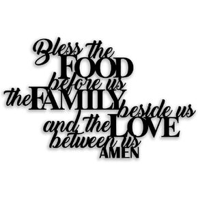 Bless the Food Metal Wall Decor - Scripture Room Decor Bible Quotes Wall Art Christian Home Decor for Living Room, Dining Room, Kitchen (Black) in Kuwait