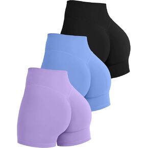 OLCHEE Womens 3 Pack Gym Shorts Booty Hidden Scrunch High Waist No Front Seam Yoga Workout Running Bike Short Butt Lifting in Kuwait