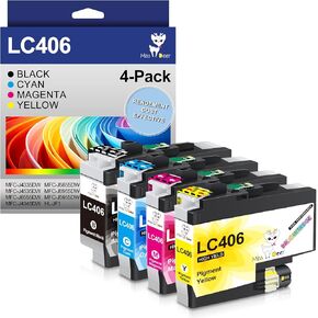 خراطيش حبر Miss Deer LC406 LC406XL عالية الإنتاجية بديلة لأخيه LC406XL LC406، تعمل لطابعة MFC-J4335DW MFC-J4535DW MFC-J5855DW MFC-J6555DW MFC-J6955DW (BK/C/M/Y) in Kuwait