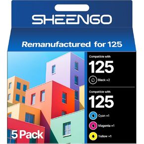 Remanufactured 125 Ink Cartridges Replacement for Epson 125 Ink Cartridges for Epson Stylus NX420 Ink Cartridges Epson 125 T125 Work for NX420 NX520 NX125 NX127 Workforce 320 323 325 Printer (5 Pack) in Kuwait