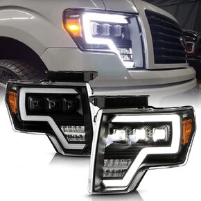 ACANII - For 2009-2014 Ford F 150 Pickup [Halogen Model] Full LED Light Tube w/ 3 LED Projector Headlights Headlamps Pair in Kuwait