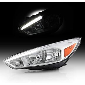 YeewellACANII - For [Halogen Type Chrome Housing w/LED DRL] 2015-2018 Ford Focus Headlight Headlamp Assembly Left Driver Side in Kuwait