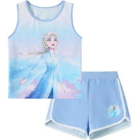 Disney Stitch丨 Frozen丨 Minnie Mouse丨Princess丨Winnie Tank Top+Dolphin Shorts Girls Outfits Workout Athletic Set Summer in Kuwait