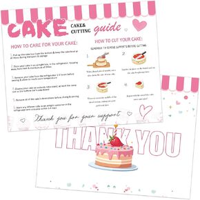 200 Pack Cake Care Instruction Card Cake Package Insert cards 4x5.5 Inch-Cake Cutting Guide Care Instruction Cards How to Store Your Cake Aftercare Card for Dessert shop, Bakery, and Cake Shop in Saudi Arabia