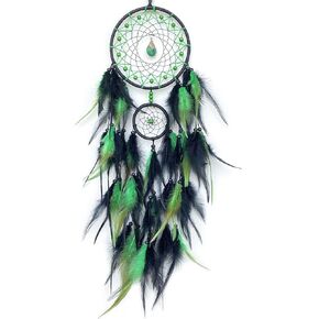 Black and Green Dream Catcher Wall Decor Feather Dream Catchers with Pendant Handmade Dreamcatcher Wall Hanging Ornament for Bedroom Living Room Home Decor in Kuwait