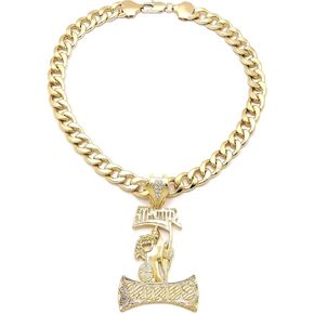 الهيب هوب مثلج الذهب PT تنويم العقول قلادة و 11 ملليمتر 20 "الكوبية المختنق سلسلة قلادة in Kuwait