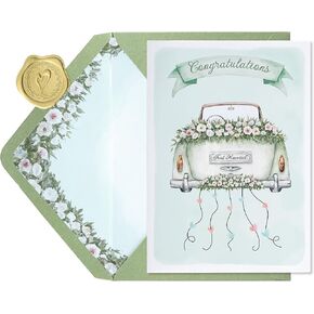 Wedding Card for Bride and Groom-Elegant Bridal Shower & Engagement Card, Congratulations Greeting Card for Bride to Be, Wedding Gifts for Couples(Getaway Car) in Kuwait