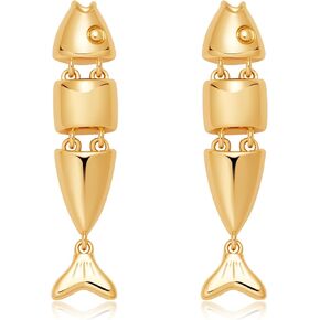 Gold Fish Drop Earrings Simple Summer Beach Earrings for Women Trendy Dainty Ocean Jewelry for Gifts in Kuwait