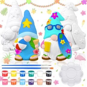 Poen 2 Pack Christmas جاهز لطلاء تماثيل جنوم الخاصة بك ، 4 بوصات حديقة سيراميك فارغة لطلاء التماثيل الحديقة غير مصبوغة الحرف اليدوية للبالغين ، الديكور في الحديقة مضحك (نمط الهدية) in Kuwait
