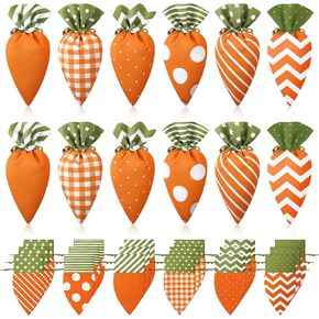 SilTriangle 24 Pcs Easter Carrot Shaped Treat Bags Easter Basket Stuffers Fabric Drawstring Candy Gift Goodie Bags for Egg Hunt Outdoor Party Supplies in Kuwait