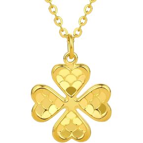 24K Solid Gold Pendant Necklace for Women, Real Pure Gold Jewelry Dainty Elegant Flower Pendant Chain for Men Girlfriend in Kuwait