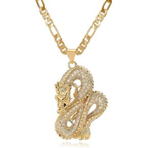 14K Gold Plated AAA CZ Zircon Inlay Dragon Pendant Necklace For Women Men Birthday Gift in Kuwait