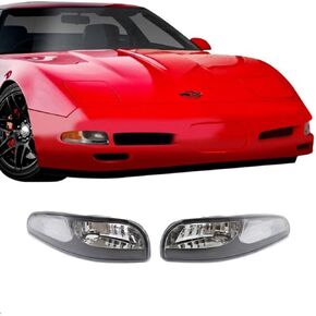 JX RACING Front Bumper Corner Turning Lamps Compatible with 1997-2004 Chevy Corvette C5 Front Signal Turn Light Chrome Left Driver & Right Passenger Side Pair (Clear) in Kuwait