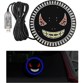 ضوء عيون الشيطان للسيارات، توصيل وتشغيل USB، أضواء عين الشيطان LED، علامة ديناميكية للزجاج الأمامي مع 11 وضعًا، نافذة خلفية LED مضحكة، أدوات خارجية لعلامة الشيطان للسيارات وسيارات الدفع الرباعي (H-7) in Kuwait