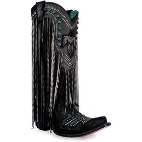 Corral Western Boots Womens Eagle Lamb Fringe 14 Inch Black C4087 in Kuwait