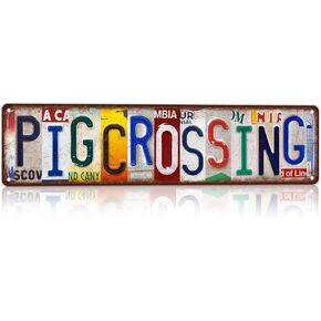 Vintage Pig Crossing Street Sign Wall Decor Metal Tin Signs for Bar Home Bedroom Garage in Kuwait