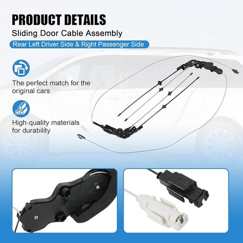 Sliding Door Cable Rear Left Driver Side&Right Passenger Side Compatible with 2004-2010 Toyota Sienna 3.3L 3.5L V6 85620-08042 85620-08052 Door Spool Control Cable Repair Kit 2-PC Set w/o Motor in Saudi Arabia