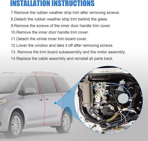 Sliding Door Cable Rear Left Driver Side&Right Passenger Side Compatible with 2004-2010 Toyota Sienna 3.3L 3.5L V6 85620-08042 85620-08052 Door Spool Control Cable Repair Kit 2-PC Set w/o Motor in Saudi Arabia